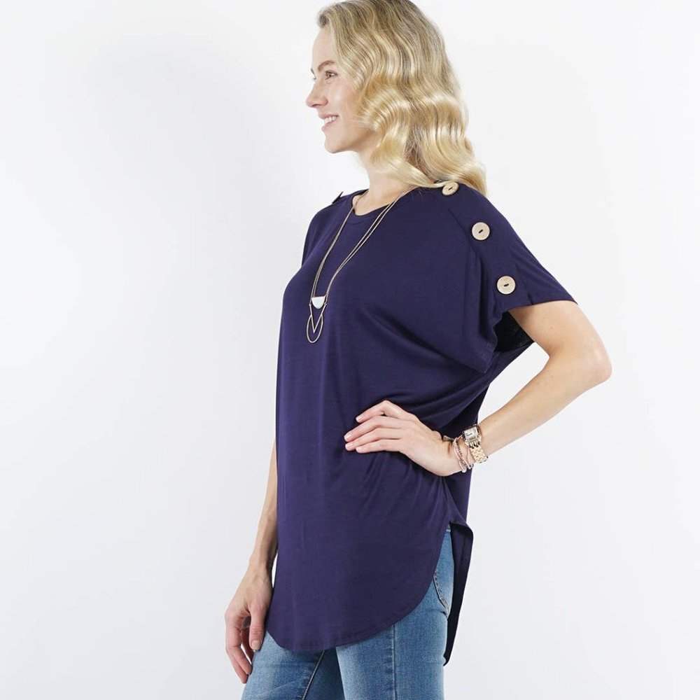 Shoulder button detail tunic